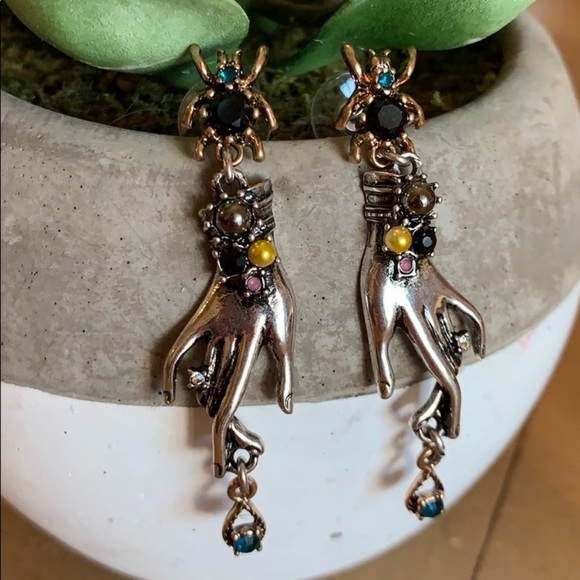 Itsy Bitsy Spider Silver & Gold Antique Earrings - Picture 3 of 7